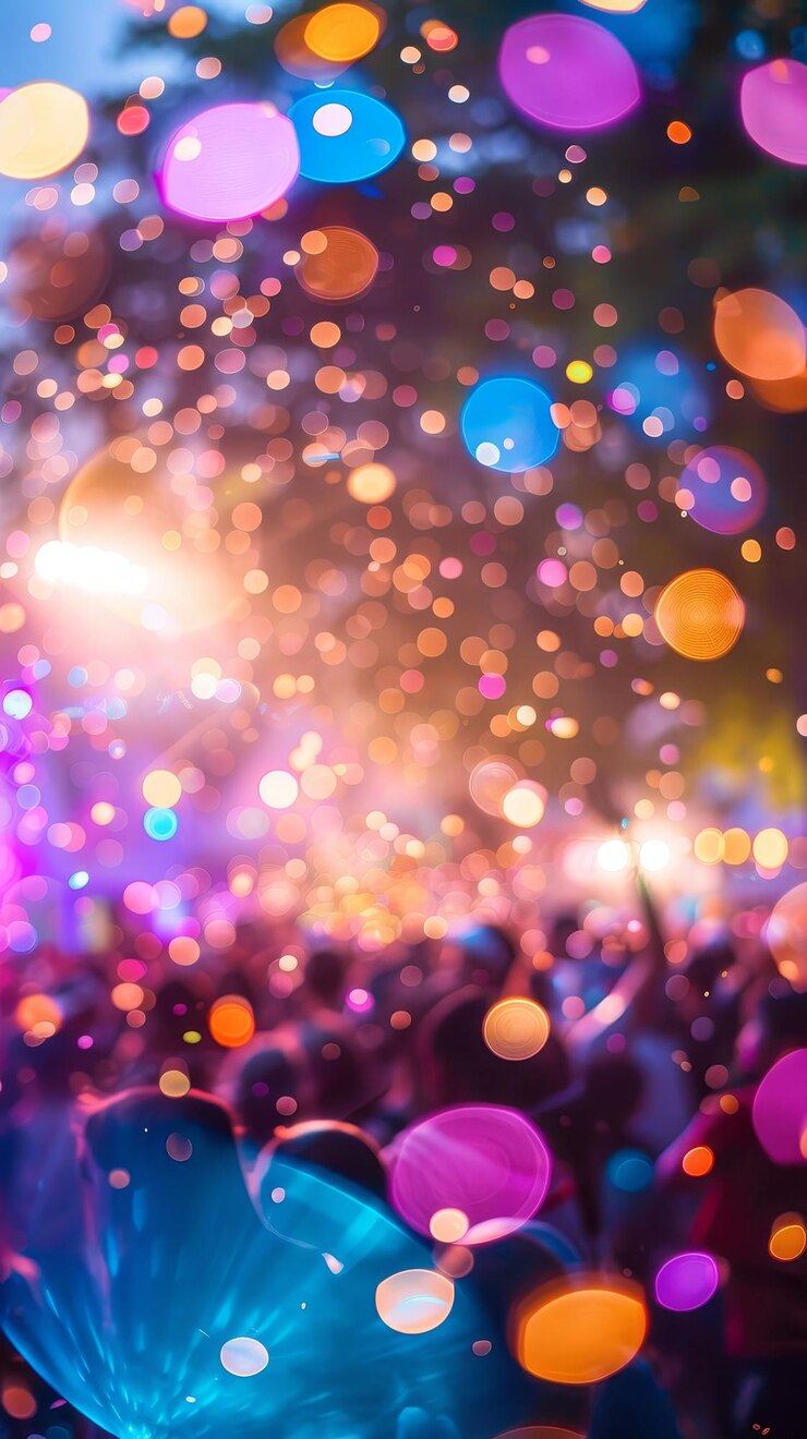 Festival de música al aire libre con luces de colores entretenimiento animado