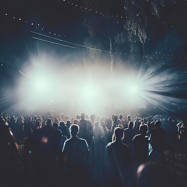 festival de música en el área abierta con iluminación de luz