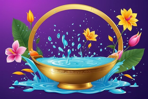 Festival de Songkran Tailandia Tailandia flores en el agua cuenco dorado agua azul