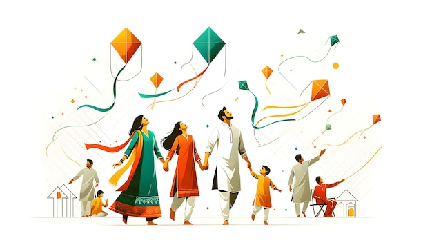 Festival tradicional de voo de papagaios Makar Sankranti na Índia