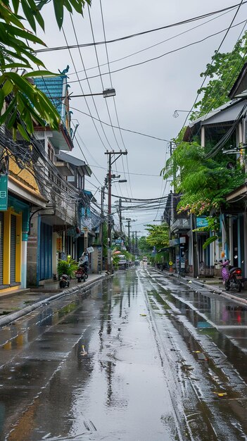 Festivales de Songkran mañanas tranquilas calles esperando los días festivos