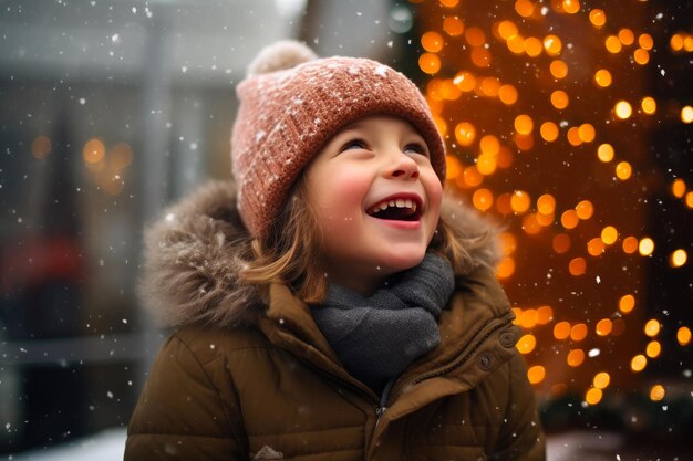 Festive Joy Kid Laughing in Winter