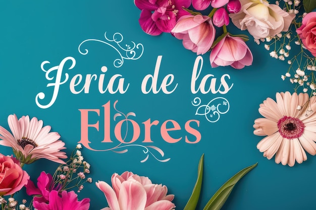 Foto la festividad de las flores se destaca en medio de un alboroto de flores coloridas que se mezclan armoniosamente con el paisaje floral de alegría y esplendor.