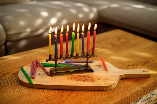Festividad judía Fondo de Hanukkah Enfoque selectivo