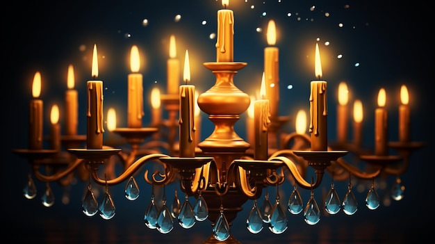Festividad judía Hanukkah con símbolo de luces tradicionales menorah