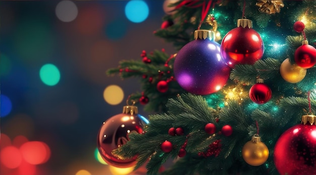 Festividades brilhantes Árvore de Natal radiante e luzes cintilantes