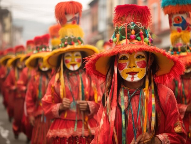 Festividades na América do Sul Carnaval colorido de pessoas na rua