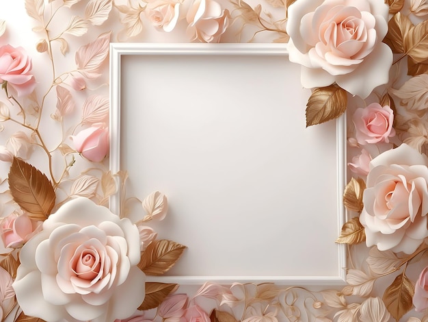 Foto festivo branco vertical 2d fundo com rosa colorida e folhas penduradas com espaço de cópia