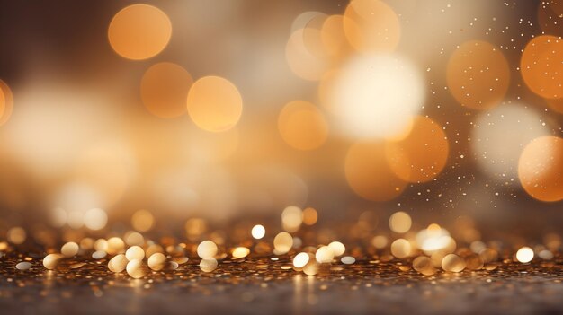 Festivo fundo dourado abstrato com luzes brilhantes desfocadas de bokeh Natal e Ano Novo