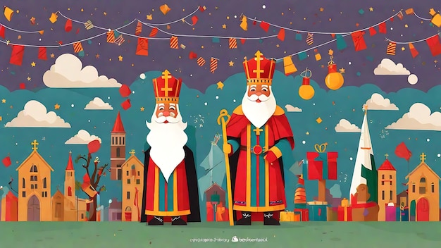 Festivo Sinterklaas Vector Background Free Flat ilustração