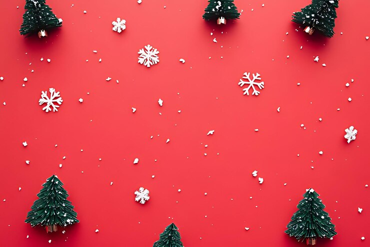 Festivo telón de fondo rojo de Navidad con estrellas doradas y luces parpadeantes