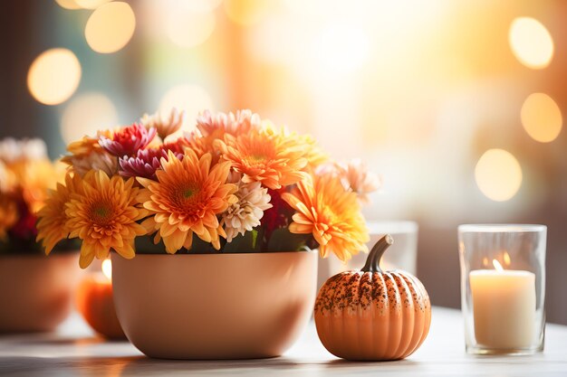 Festliche Dekoration Heben Sie kreative und stilvolle Dekorationen im Thanksgiving-Stil wie Tischdekorationen hervor