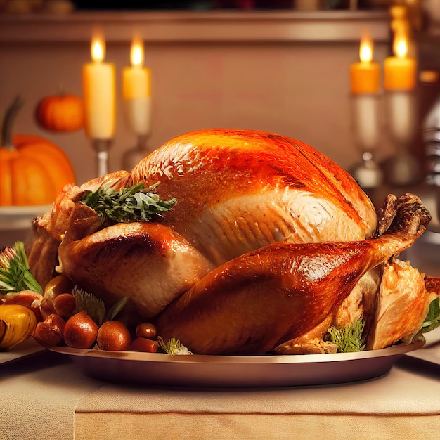 Festliche Feier gebratener Truthahn für Thanksgiving Thanksgiving-Truthahn Truthahn gekocht im Mittelstück