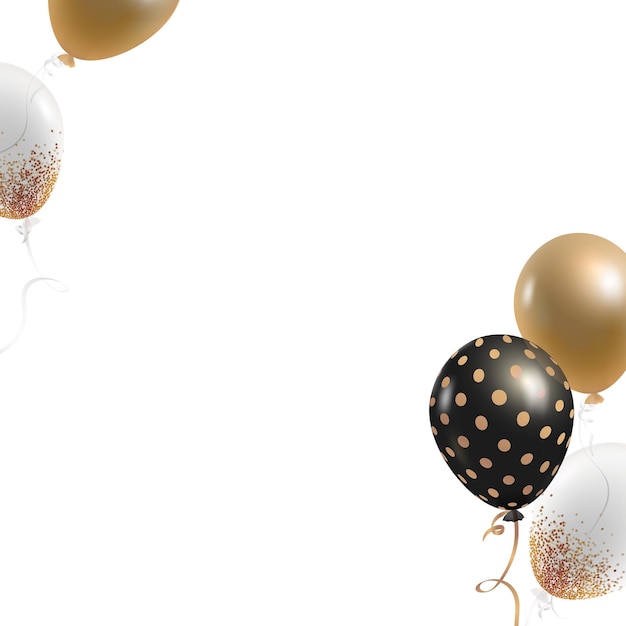 Festliche golden-schwarze Ballons in png-Form auf durchsichtigem Hintergrund