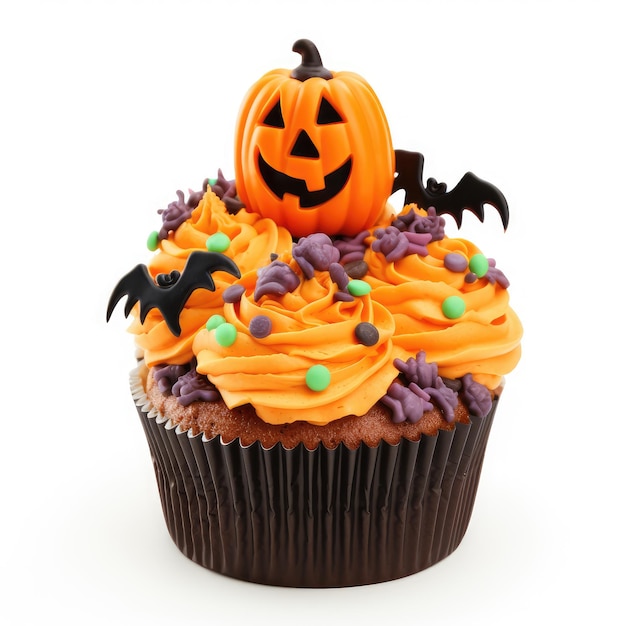 Festliche Halloween-Cupcakes auf weißem Hintergrund
