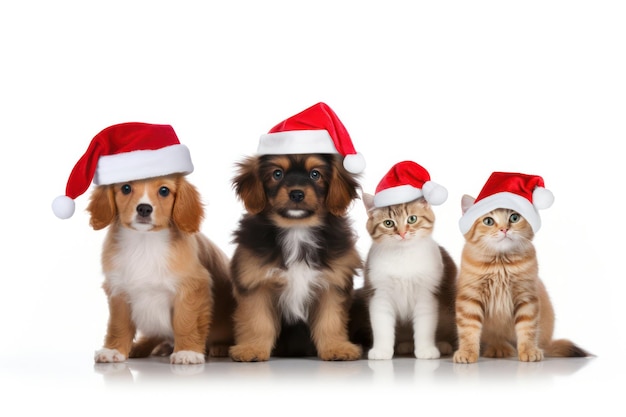 Festliche pelzige Freunde Katzen und Hunde in Weihnachtskostümen