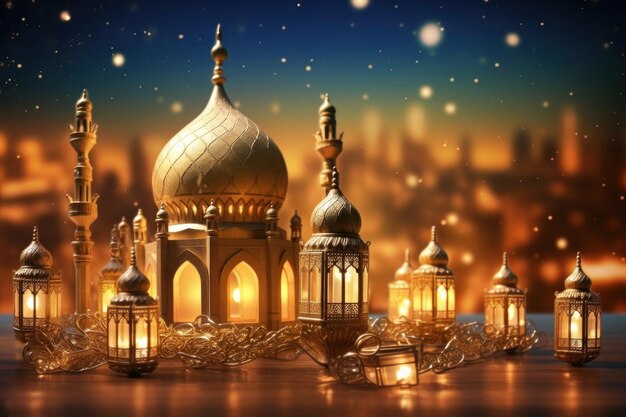 Festliche Ramadan-Hintergrundillustration AI GenerativexA