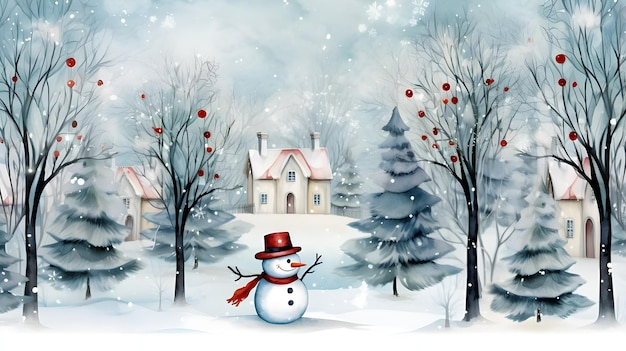 Festliche Weihnachtsferien Aquarell-Illustration Banner-Bild