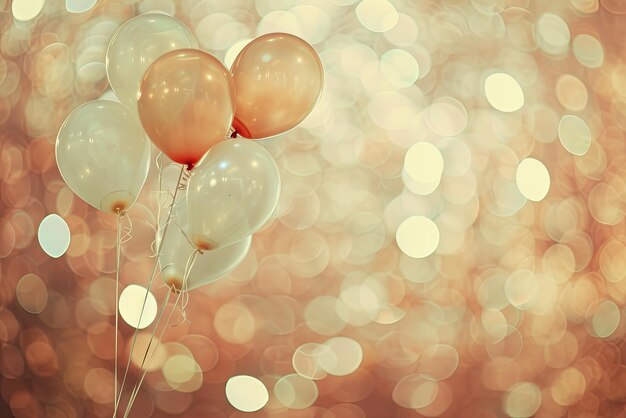 Foto festlicher hintergrund mit ballons und bokeh-lichtern, platz für text