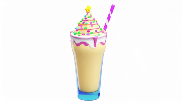 festlicher Milchshake mit Stroh und Topping