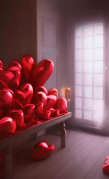 Festlicher Raum für geliebte Herzen und Luftballons Illustration