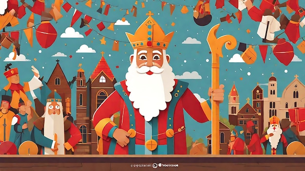 Festlicher Sinterklaas-Vektorhintergrund, kostenlose flache Illustration