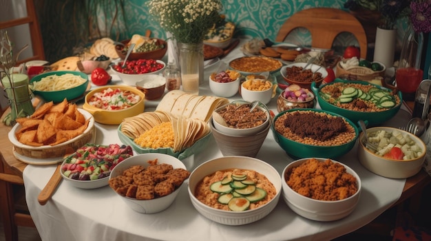 Festlicher Tisch mit appetitlichen Gerichten am Cinco de Mayo-Feiertag