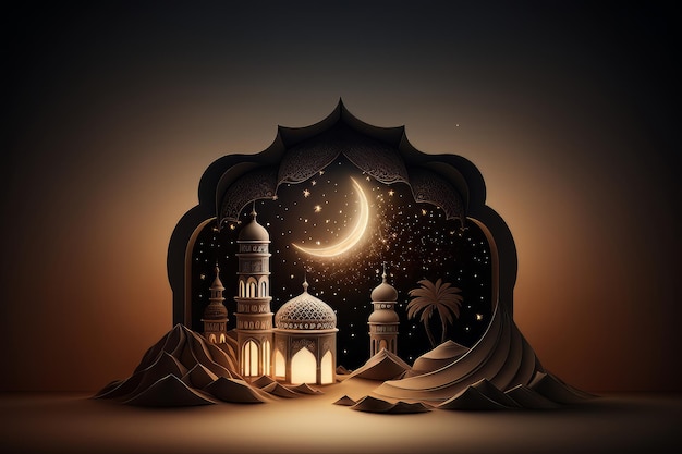 Festliches Foto Ramadan Kareem Hintergrund Illustration AI Generative