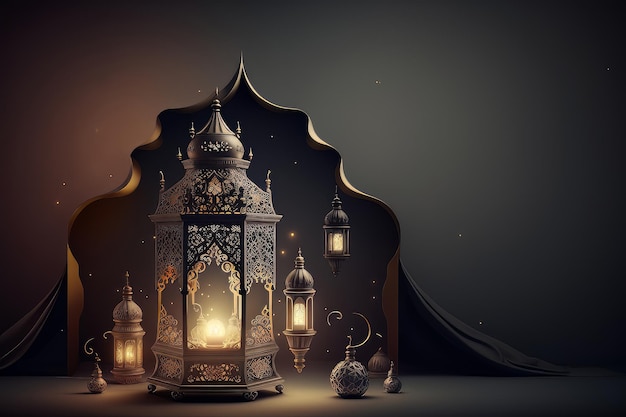 Festliches Foto Ramadan Kareem Hintergrund Illustration AI Generative