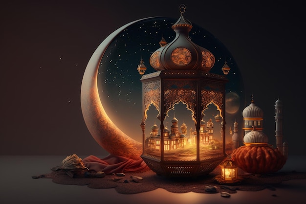 Festliches Foto Ramadan Kareem Hintergrund Illustration AI Generative