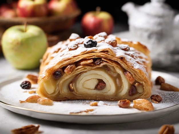 Foto festliches süßes dessert auf einem teller