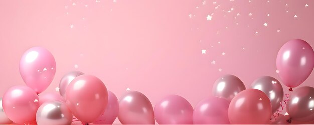 Festliches, süßes rosa Luftballons-Hintergrundbanner-Feierthema