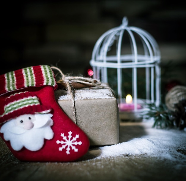 Foto festliches weihnachtskompositionsfoto mit kopienraum