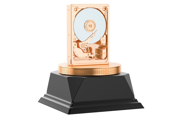 Festplatte HDD Golden Award Konzept 3D-Rendering