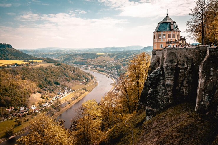Foto festung konigstein burg festungsgebäude