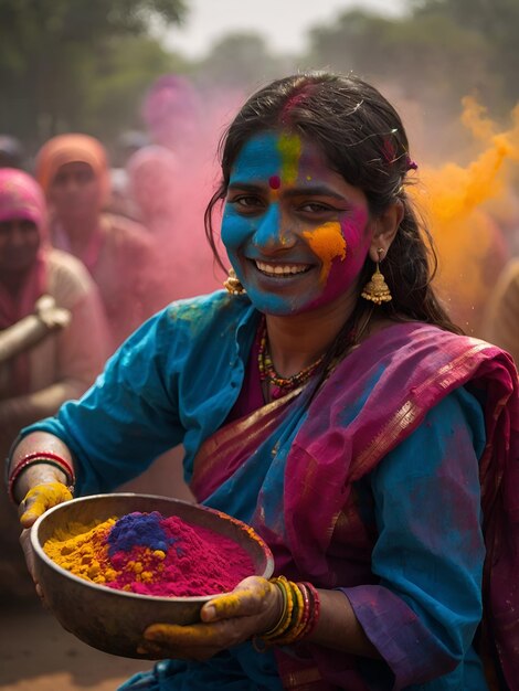 Foto fetival indiano feliz holi fundo ai gerado