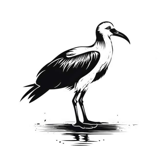 Fette schwarz-weiße Vogelillustrationen Ibis und Osprey Silhouetten