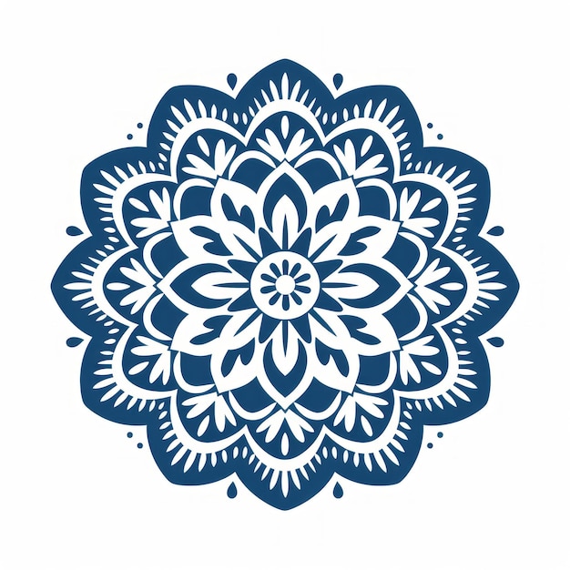 Fettfarbenes Mandala-Design auf weißem Hintergrund