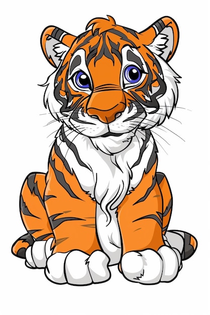 Fettgestrichte Zeichentrickfilm-Stil Tiger-Vektor für Kinder Malbuch