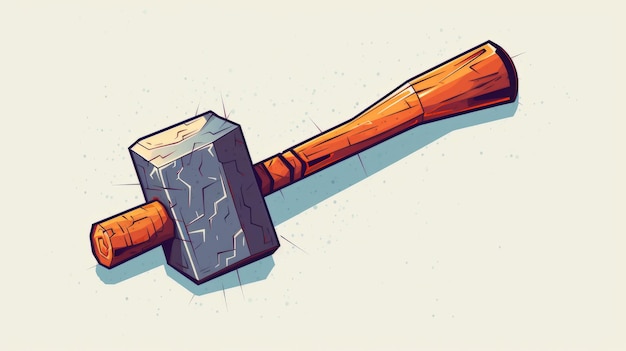 Fettgewandte grafische Illustrationen Ein Zeichentrickfilm Holzhammer auf weißem Grund