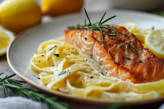 Fettuccine e Limão com Salmão