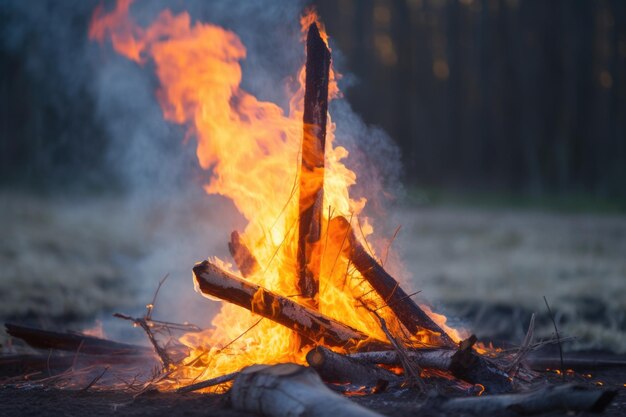 Feuer brennendes Holzkreuz