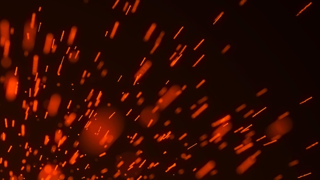 Feuer fliegende Funken Abstrakter heller Hintergrund aus Partikeln Rote Funken 3D-Rendering