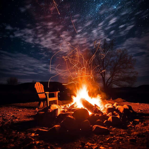 Foto feuer im campingplatz