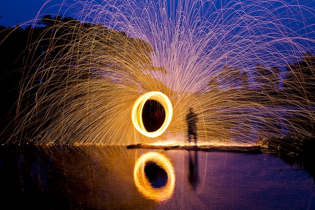 Feuer Spinning Steel Wool Fotografie