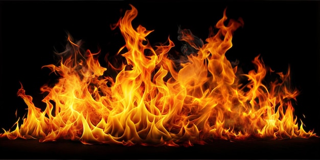 Feuerflammen auf schwarzem Hintergrund