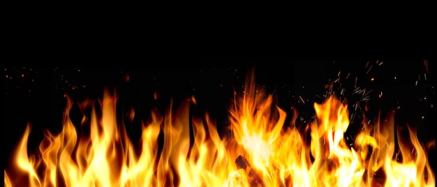 Feuerflammen-Textur auf schwarzem Hintergrund