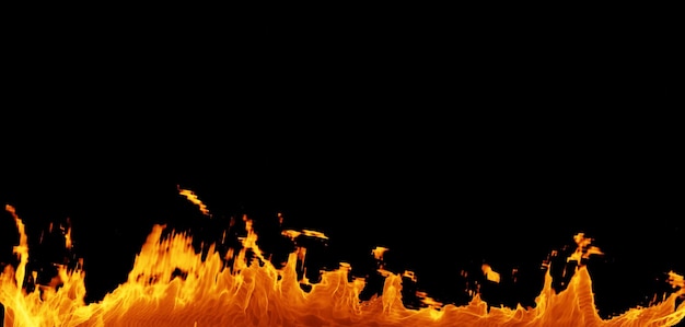 Feuerflammenglut isoliert auf schwarzem Hintergrund Nahaufnahme Partikelfunkenfeuer für Mock-up-3D-Rendering