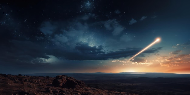 Feuerkugel-Meteor, der den Nachthimmel erleuchtet