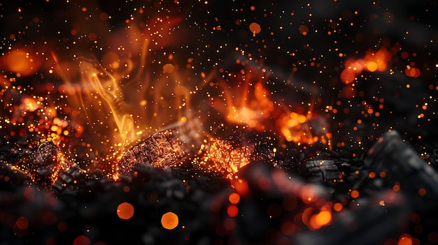Feuerlichtflammen mit Lagerfeuerflammen und orangefarbener Leuchtflamme Glühende Textur Y2K Collage Lichtkunst